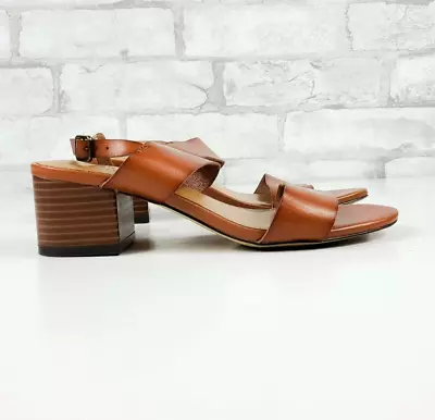 J Crew Factory Womens Low Block-heel Sandals In Brown AW601 Sz 5.5 • $34.99