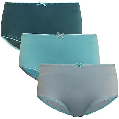 £5.45 • Buy M&S 3 Pack Of Cotton & Lycra Midi Knickers Briefs Blue Or Jade Mix Sizes 8 To 20