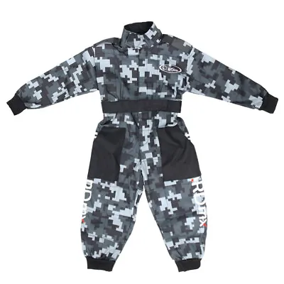 LEO Kids Junior Motocross Camo Race Suit MX Children Quad Overall Jumpsuit Black • £19.49