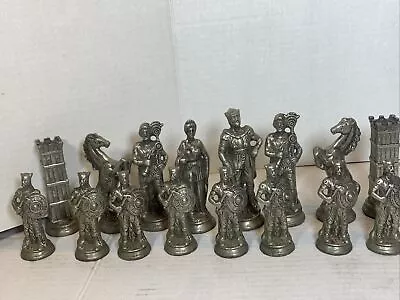 Vintage Cast Metal Vikings And Romans 32 Piece Chess Set No Board Italy • $115