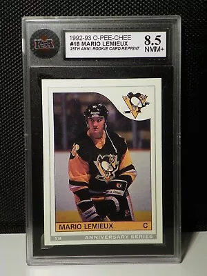 Mario Lemieux 1993 Opc / # 25th Anniversary Rookie Card Reprint / Ksa 8.5 Nmm + • $36.43