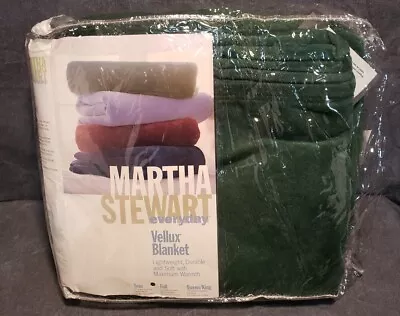 NEW IN PACKAGE Martha Stewart Vellux Blanket Full 80 X 90  Green FREE SHIPPING  • $49.99