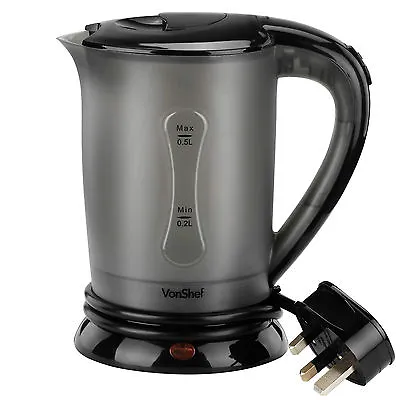 £19.99 • Buy Travel Kettle Small 0.5L – VonShef Mini Kettle W/ 2 Cups, Dual Voltage – 650W