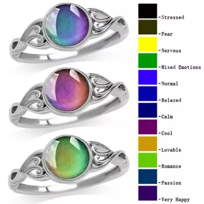 Multicolor Mood Temperature Color Change Band Ring 925 Silver Jewelry Size 6-10 • $1.69