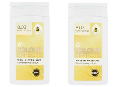 2 X Superdrug Conditioning Hair Colour Effect Wash In Out (8.03 Honey Blonde) • £10.99