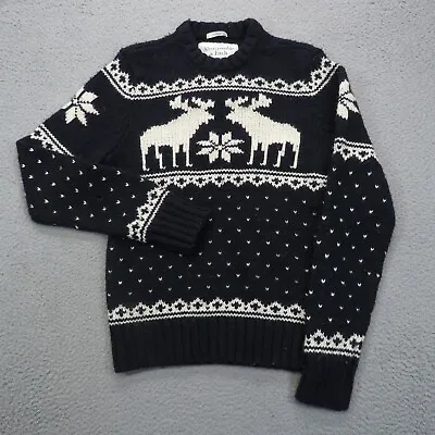 Abercrombie & Fitch Sweater Mens Medium Navy Birdseye Fair Isle Knit Moose Wool • $29.95