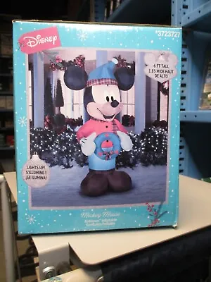 6 Ft Disney Mickey Mouse Holding A Gift For Minnie Mouse Christmas Inflatable • $64.59