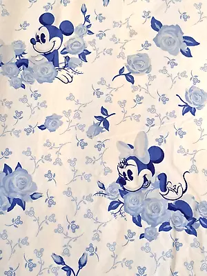 Mickey Mouse And Minnie Mouse Twin Duvet Cover Blue & White Floral Roses Stripes • $25
