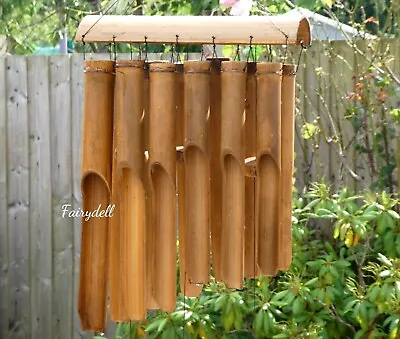 BAMBOO WIND CHIME XXL Bamboo Pagoda Style With 12 Heavy Tubes Approx. 1.6kg • £19.95