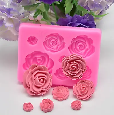 Silicone Flower Rose Fondant Mould Cake Rose Sugar Craft Baking Icing Mold • £3.45