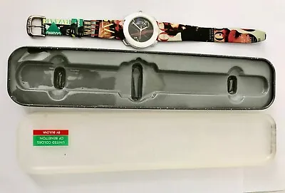 VINTAGE BENETTON BY BULOVA WATCH 1980/1990's WITH VOGUE MAGAZINE ADVERT STRAP • $37.27