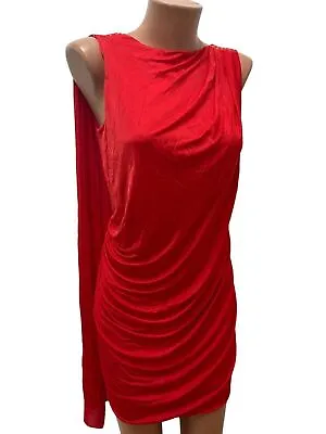 VERSACE For H&M Size. EU 40 M Dress ELegant Red Asymmetrical • $64.98