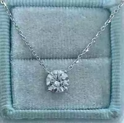 2Ct Round Cut Lab Created Diamond Solitaire Pendant 14K White Gold Finish • $59.99