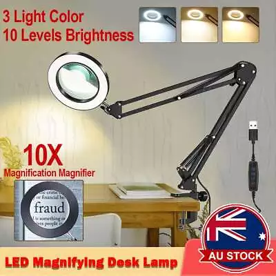 10x 72 LED Light Magnifying Glass Desk Foldable Lamp Magnifier Clamp Reading New • $25.39