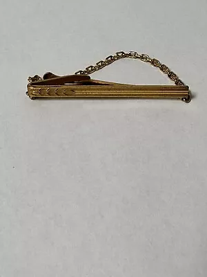 Tie Clip Hickok USA Gold-tone Geometric With Original Chain Vintage • $12