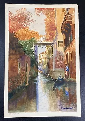 Vintage Watercolor Autumn Venice Italy Painting Print Venezia Signed Lina Serchi • $49.95