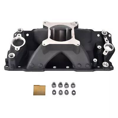 Intake Manifold Single Plane Black For 1957-1995 Small Block Chevy SBC 350 400 • $262.27