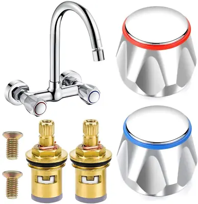 2 Sets Replacement Bathroom Kitchen Sink Tap Standard Hot & Cold Tap 1/2'' Top • £11.16