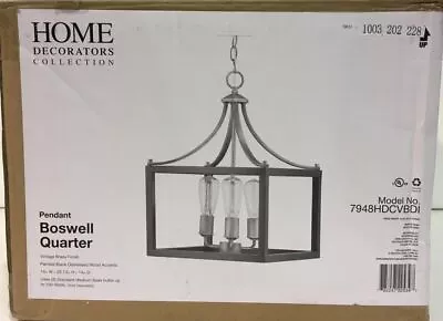 Home Decorators Boswell Quarter 3-Light VINTAGE BRASS Pendant New • $39.99
