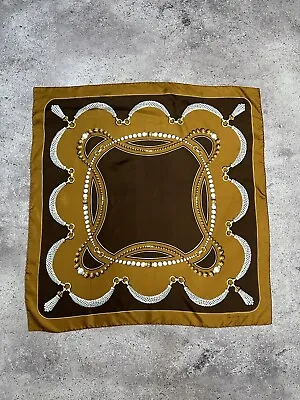 Must De Cartier Paris 100% Silk Scarf Jewelry Geometric Print Brown 85x81cm • $62.99