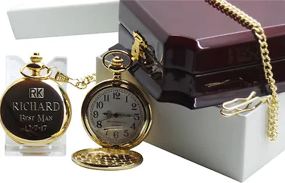 £34.99 • Buy Luxury Engraved Wedding Watches Gold Pocket Watch Free Custom Engraving Best Man