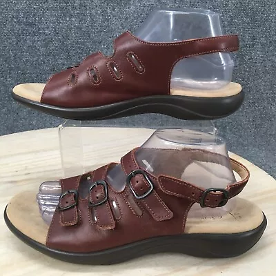 SAS Sandals Womens 10.5 M Mystic Slingback Flats Brown Leather Open Toe Casual • $38.49