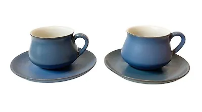 $19.79 • Buy Vintage Denby Echo Blue Stoneware Cup & Saucer Made In England MCM