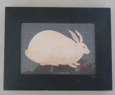 Warren Kimble Framed Folk Art Print White Bunny Rabbit • $9.95