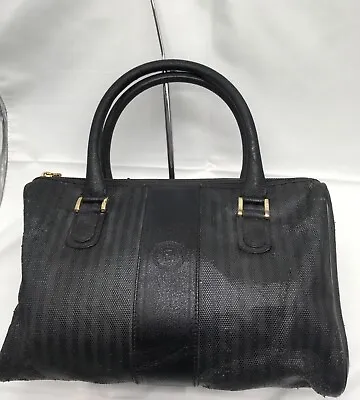 Fendi Vintage Pequin Stripe Black Boston Speedy Handbag EXTREME WEAR READ • $110