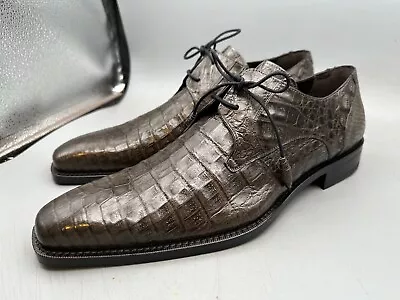 Mezlan Size 10.5 M Crocodile Lace Up  Gray Spain Shoes MEN'S • $399