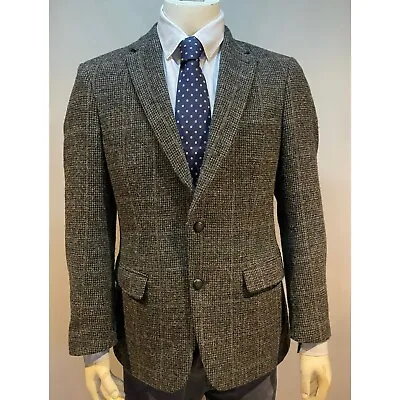 Stunning Barutti Harris Tweed Dark Grey Jacket With Elbow Patch’s Size 40 Short • £79.99