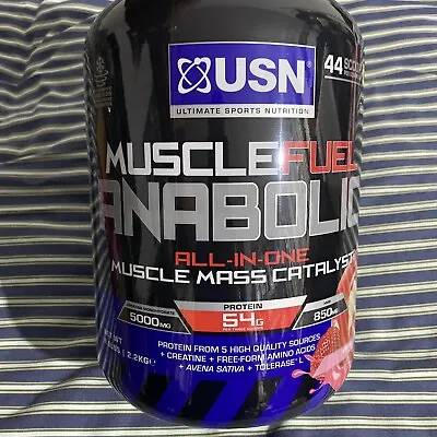£39 • Buy USN Muscle Fuel Protein Body Mass Builder Strawberry Anabolic Powder Pack 2.2kg