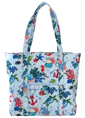 New Vera Bradley Anchors Aweigh Large Vera Tote Purse Seahorse Starfish Turtle • $79.99