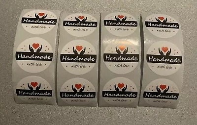 Handmade With Love Stickers Handmade Homemade Labels Heart Round Craft 25mm • £1.50