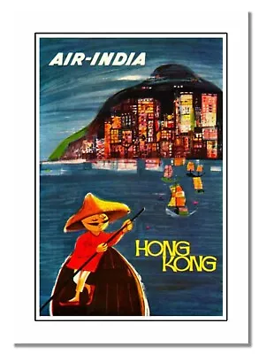 Air India Hong Kong Inspired By Retro Airline Advert Photo Orient Travel Poster • £6.99