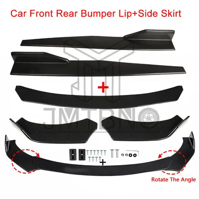 Car Front Bumper Lip Spoiler Diffuser Body Kits + Side Skirt Splitter Universal • $145.06