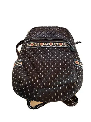 VERA BRADLEY Backpack Vtg Navy Aztec Design W Floral Borders Large Quilted 4 • $19.99