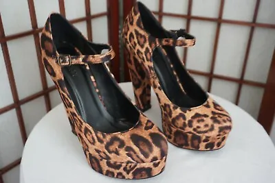 Forever 21 Women Tan Leopard Print 5 Inch High Heel Shoe Size US 8 EUR 38 • $10.50