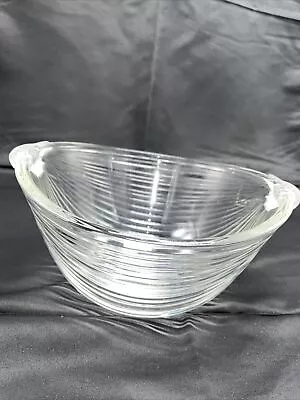 Vtg Mikasa - Neo Classic - LARGE CRYSTAL BOWL - Frosted Handles Ribs - 10” • $25