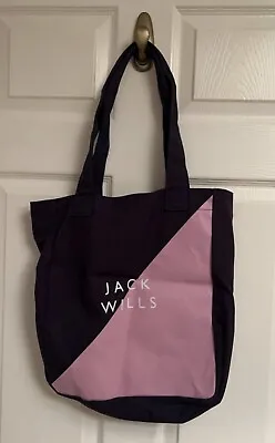 £5 • Buy Jack Wills Navy Blue Pink Colourway Shopping Tote Shoulder Bag