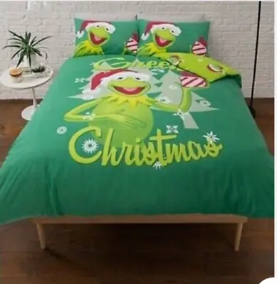 Bnwt George King Size Christmas Kermit The Frog Muppets Duvet Cover Bedding Set • £39.99
