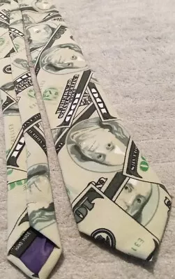 Ben Franklin ~ $100 Dollar Bill ~ NECKTIE Mens Tie ~ Pre-Owned ~ OppoSuits ~ EUC • $10