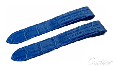 $150 • Buy Replacement Cartier Roadster 19MM Blue Leather Band Alligator/Crocodile Grain