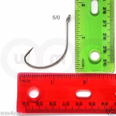 50pcs Size 5/0 Fishing Tackle Wide Gap Circle Catfish 2x Strong Kahle Hook #5/0 • $11.94