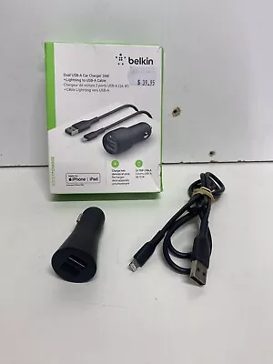 Belkin 2 Port USB-A Car Charger/Lightning MFI-Certified Cable For IPhone #204 • $24.99