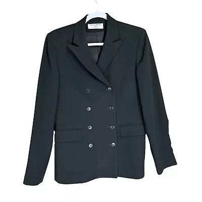 Cinzia Rocca Womens Blazer Size Small Black Longline Double Breasted Italy • $46.39