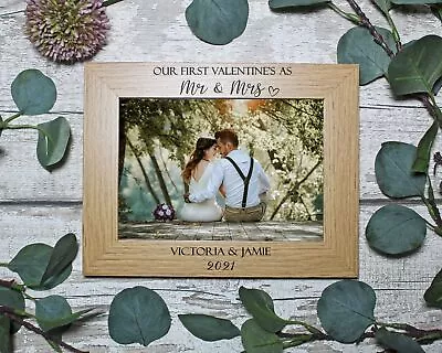 Our First Valentine's As Mr & Mrs | Personalised Photo Frame | ENGRAVED Gift • £12.97