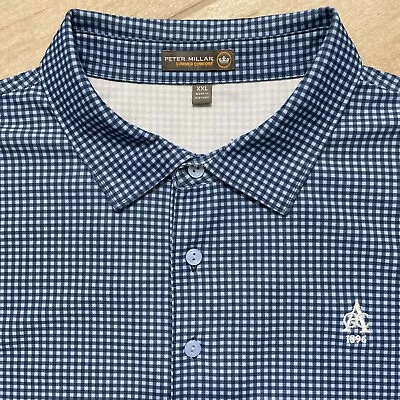 Peter Millar Summer Comfort Polo Mens XXL 2XL Golf Performance Blue Check • $18.97