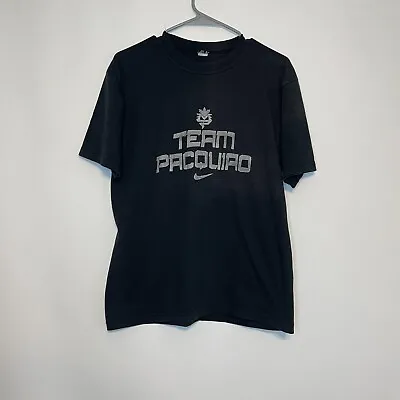 Y2K Nike Manny Pacquiao MP Logo Faded T Shirt Black White Team Pacquiao M/L • $39.99