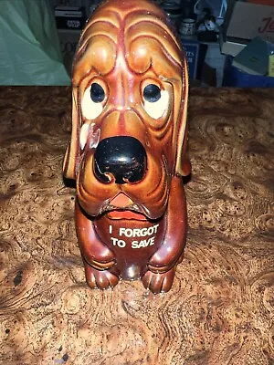Vintage 1970's Basset Hound Sad Dog Piggy Bank  “I FORGOT TO SAVE” • $4.99